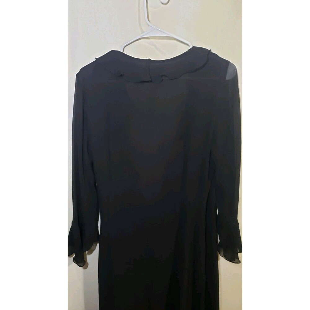 Vintage Les Copains 100% Silk Dress Made In Italy Size IT 44 (US 8) Ruffle Black - Picture 10 of 11
